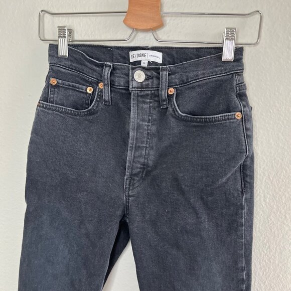 Re/Done Originals Black High Rise Ankle Crop Denim Jeans Size 25 - Picture 6 of 12
